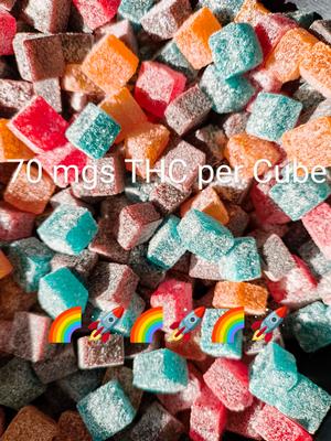 High Strength THC Infused Gummie Cubes 70mgs