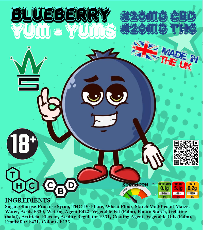 20 x ★ Blueberry Yum Yums ★ WeedStar Edibles THC+CBD