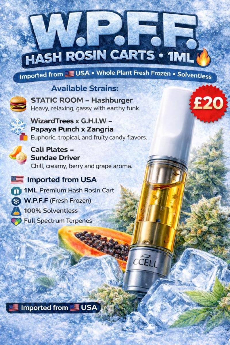 W.P.F.F Hash Rosin Carts – 1ML ❄️🔥